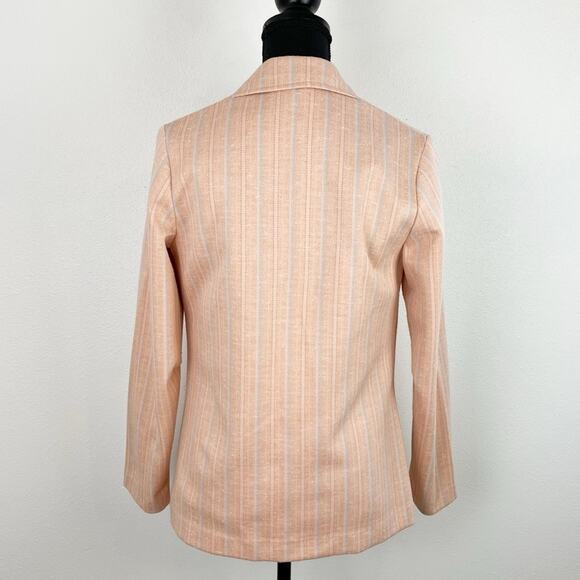 Vintage 70s Women’s Blazer Matching Sleeveless Blouse Set 2 Piece Plaid Peach - Picture 3 of 12